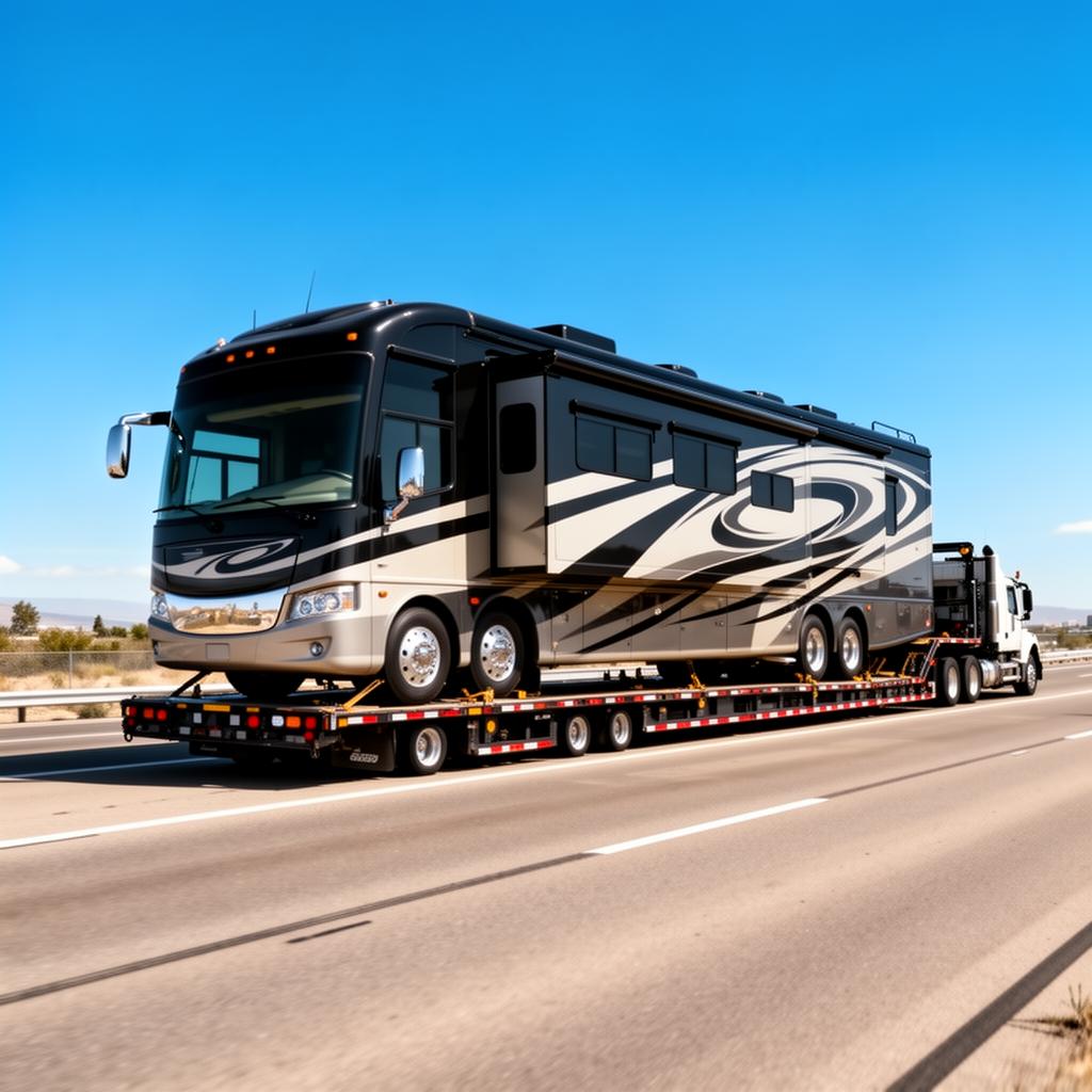 RV and travel trailer transport carrier across interstate